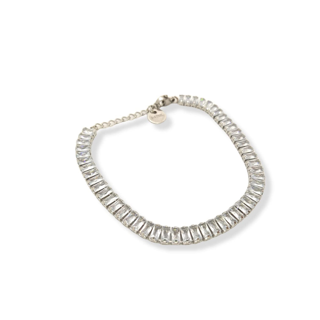 Habibi Jewels Bracciale Tennis donna in acciaio bianco regolabile chiusura a moschettone bracelet for woman Idea Regalo