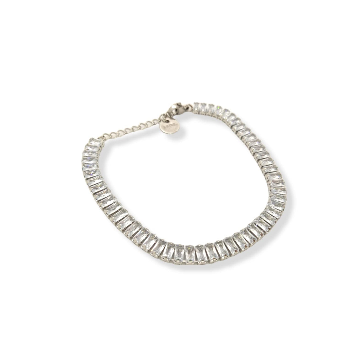 Habibi Jewels Bracciale Tennis donna in acciaio bianco regolabile chiusura a moschettone bracelet for woman Idea Regalo