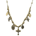 Habibi Jewels Collana Acciaio Croce Centrale Madonnina Gold Dorato da Donna con Sfere Croci Brillantini e Catenina Pallinata Chiusura a Moschettone Lunghezza 45+5 cm Regalo Perfetto