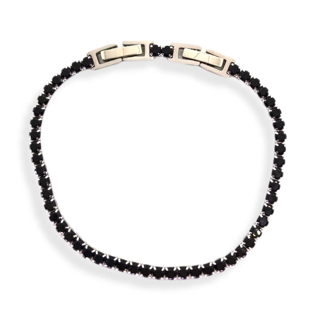 Habibi Jewels Bracciale Tennis Donna Uomo in Acciaio Nero Strass Brillantini Braccialetto Idea Regalo Compleanno Laurea