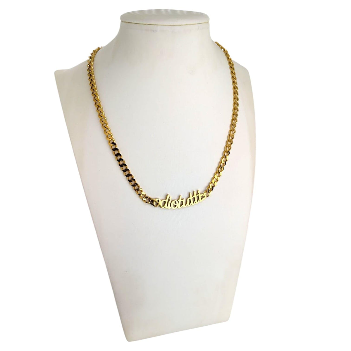 Habibi Jewels Collana in Acciaio da Donna con scritta ODIO TUTTI Gold a Maglia Larga Collanina Idea Regalo Compleanno Laurea Onomastico Festa della Mamma