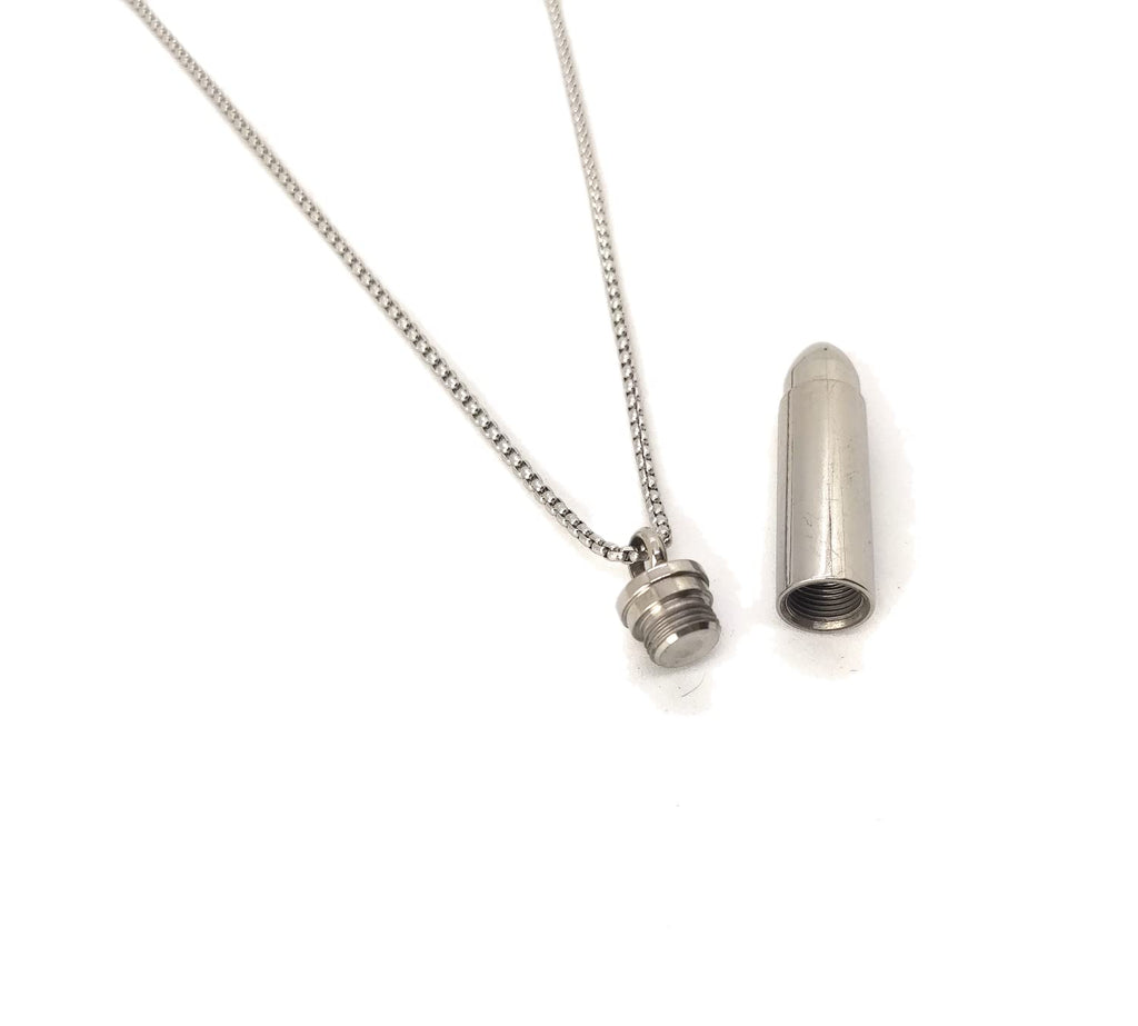 Habibi Jewels Collana in Acciaio con Ciondolo Proiettile Uomo Catena a Maglia Veneziana Chiusura a Moschettone Idea Regalo Festa del Papà Compleanno Laurea