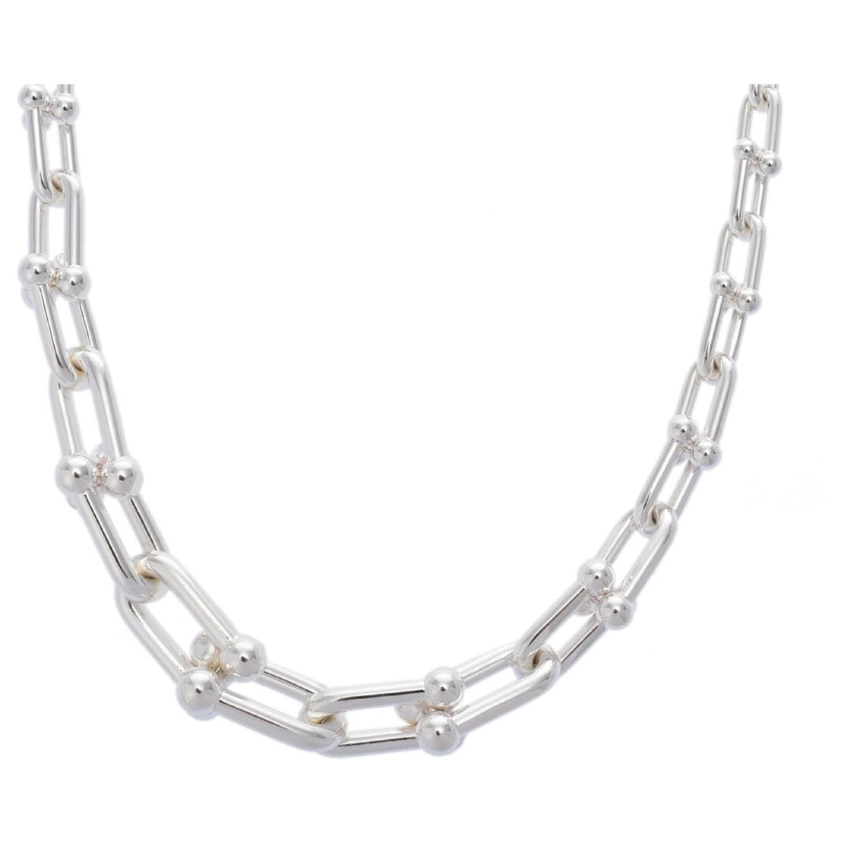 Habibi Jewels Collana da Donna in Acciaio Silver Girocollo Modello Catena Maglia ad U Idea Regalo Ragazza Compleanno Festa della Mamma Natale