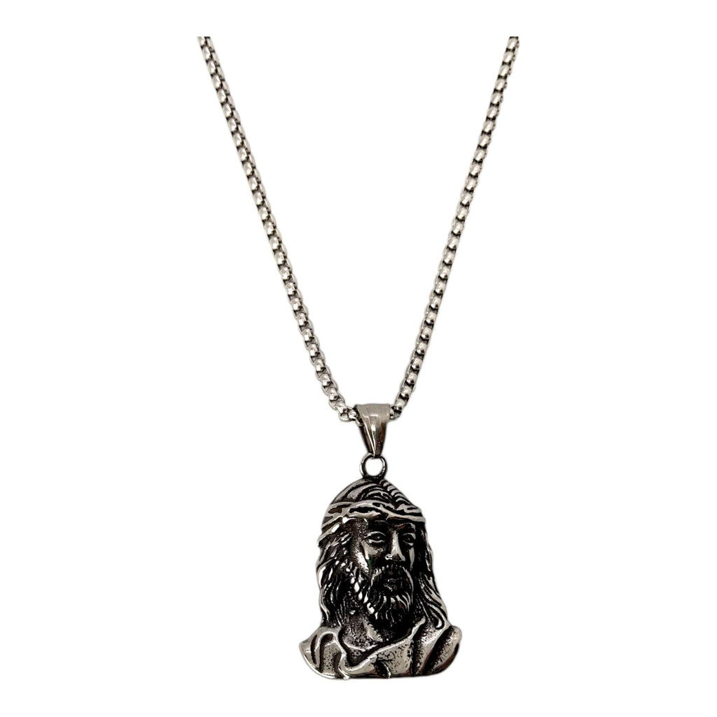 Habibi Jewels Collana Volto Santo Gesù da Uomo in Acciaio con Catena a Maglia Veneziana Cristo Religione Chiusura a Moschettone Idea Regalo Festa del Papà Natale Compleanno Laurea