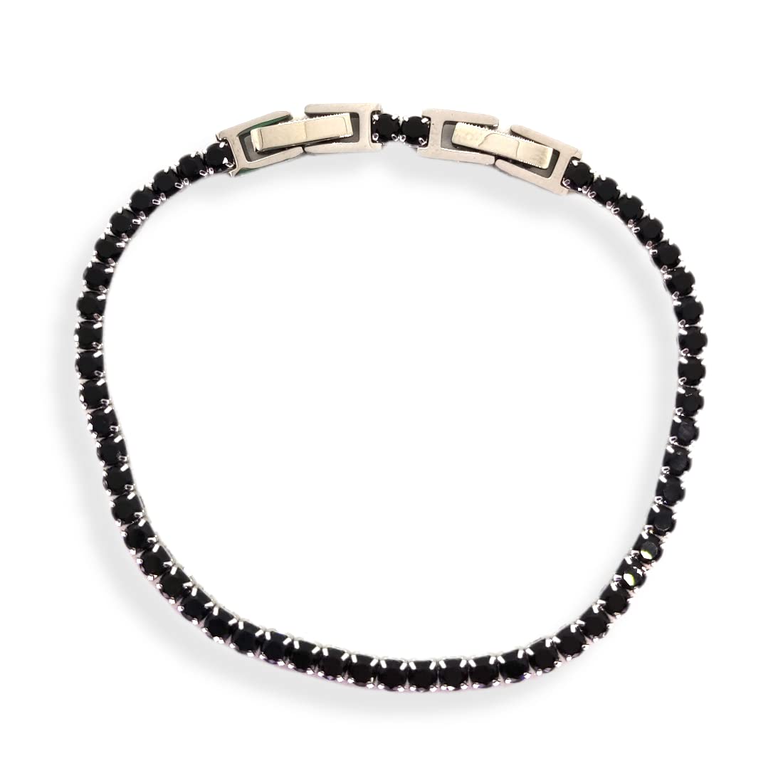 Habibi Jewels Bracciale Tennis Donna Uomo in Acciaio Nero Strass Brillantini Braccialetto Idea Regalo Compleanno Laurea