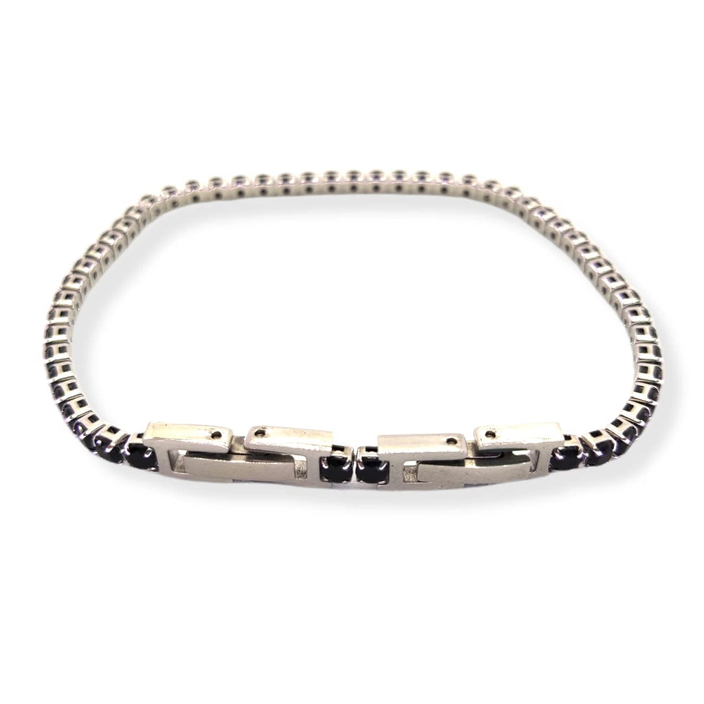 Habibi Jewels Bracciale Tennis Donna Uomo in Acciaio Nero Strass Brillantini Braccialetto Idea Regalo Compleanno Laurea