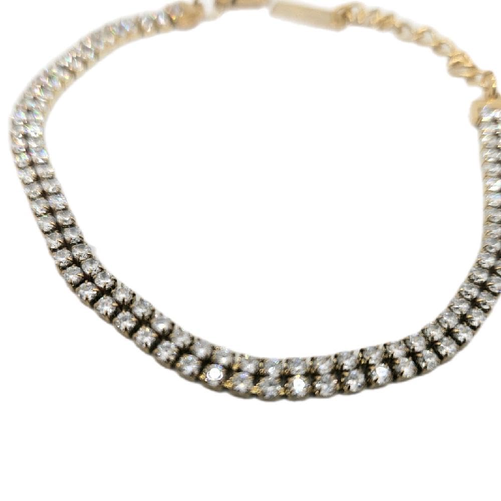 Habibi Jewels Bracciale Acciaio Doppio Tennis Gold con Cubic Zirconia da Donna in Acciaio e Zirconi Colore Gold Dorato per ogni Occasione Idea Regalo Ragazza Compleanno Festa della Mamma Natale