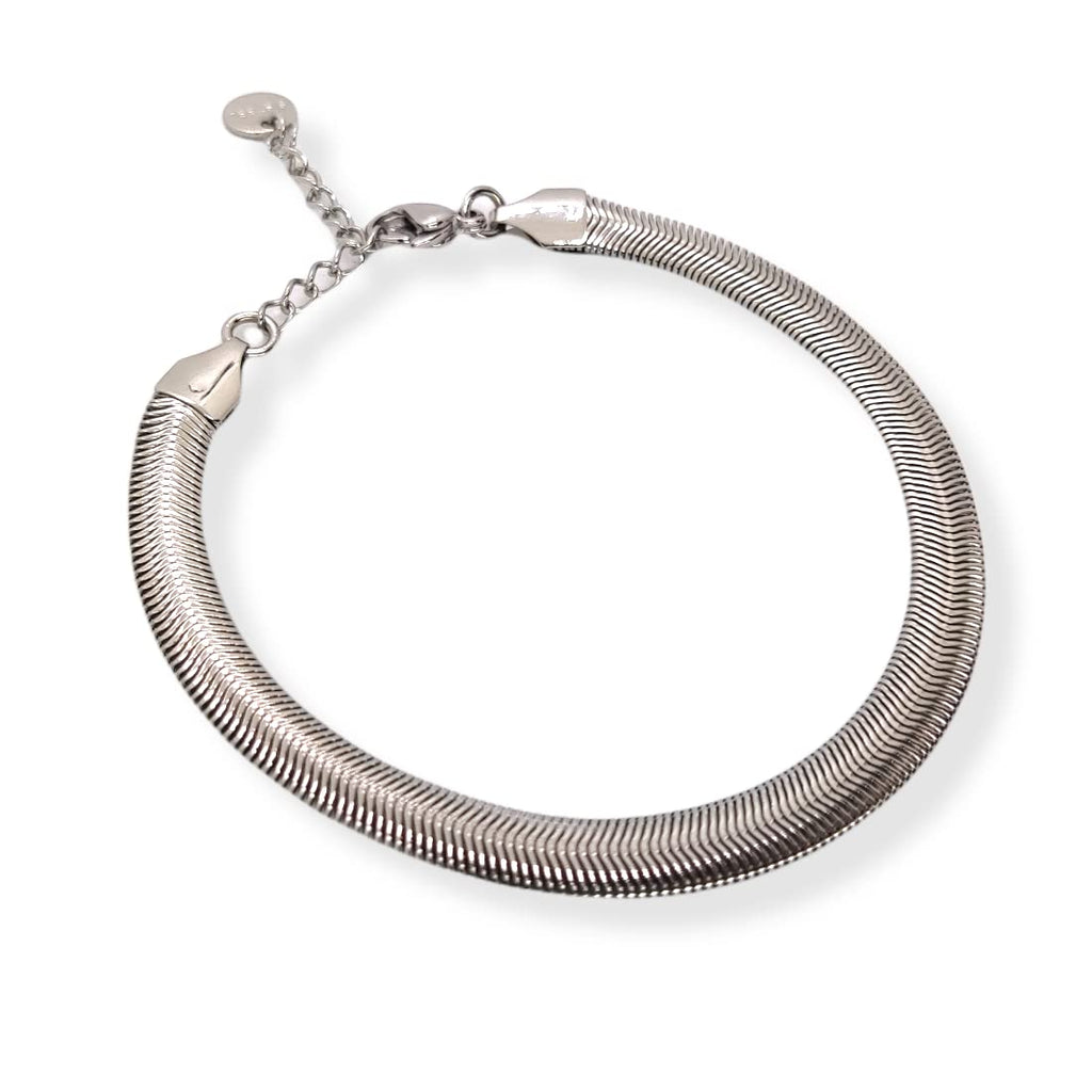 Habibi Jewels Bracciale Piatto Uomo in Acciaio Modello Snake 6 mm Piattina Catena Regolabile Piattina Braccialetto Bracelet for man Idea Regalo Festa del Papà Compleanno Onomastico Natale
