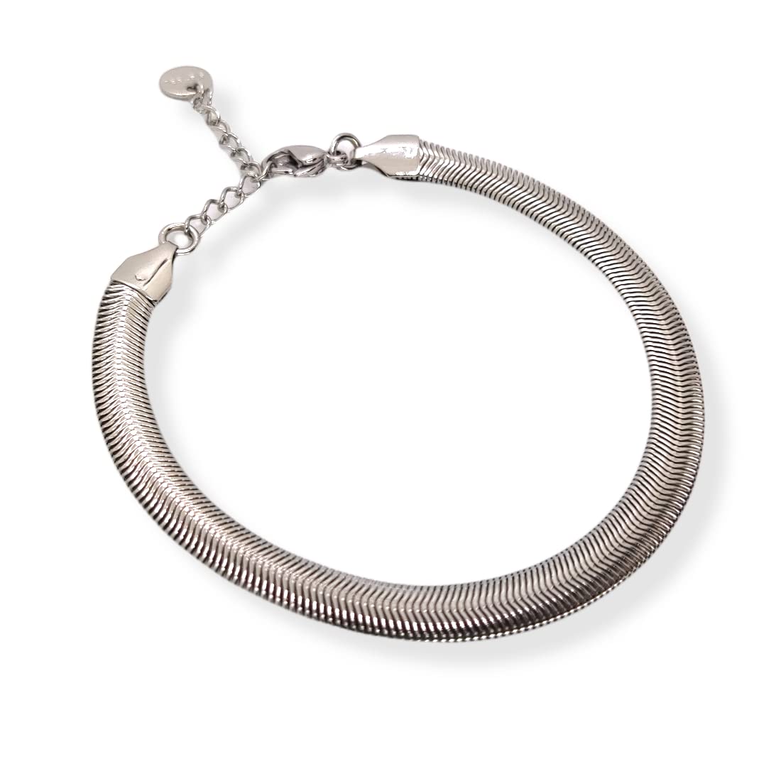 Habibi Jewels Bracciale Piatto Uomo in Acciaio Modello Snake 6 mm Piattina Catena Regolabile Piattina Braccialetto Bracelet for man Idea Regalo Festa del Papà Compleanno Onomastico Natale