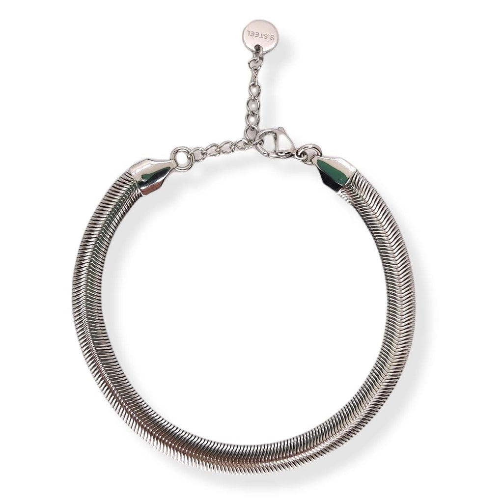Habibi Jewels Bracciale Piatto Uomo in Acciaio Modello Snake 6 mm Piattina Catena Regolabile Piattina Braccialetto Bracelet for man Idea Regalo Festa del Papà Compleanno Onomastico Natale