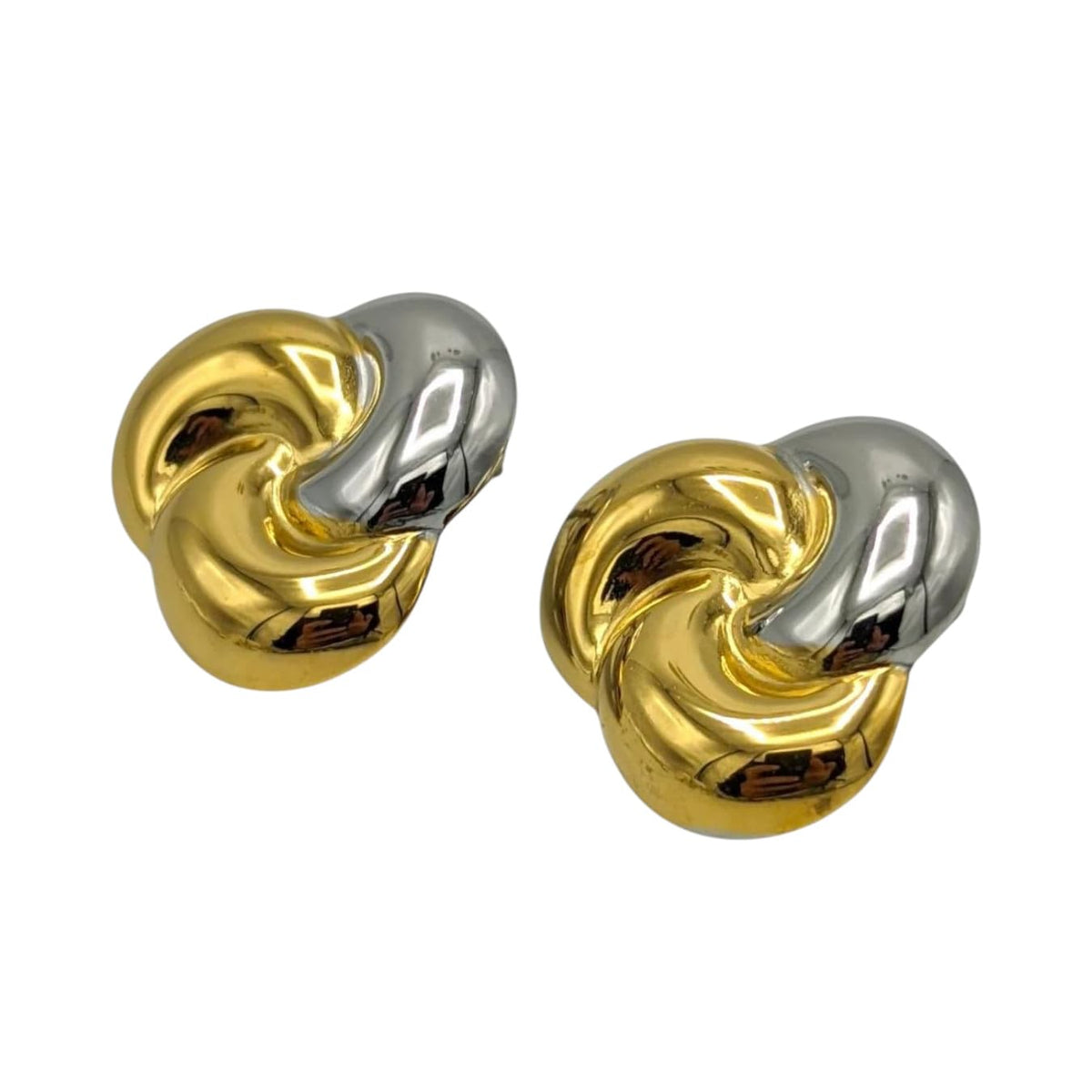 Habibi Jewels Orecchini da Donna Nodi Intrecciati Colore Gold e Silver in Acciaio Inossidabile modello Bicolore Anallergico Idea Regalo Compleanno Laurea Festa