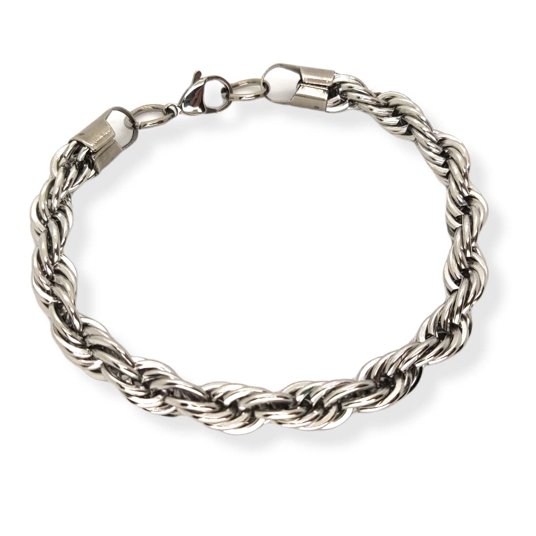 Habibi Jewels Bracciale da Uomo in Acciaio Modello Catena Corda Intrecciata Treccia Torcione Braccialetto Idea Regalo Festa del Papà Compleanno Laurea