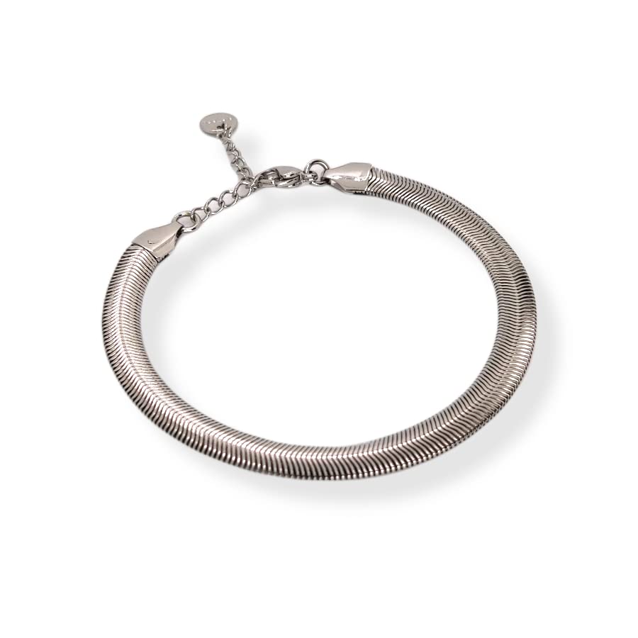 Habibi Jewels Bracciale Piatto Uomo in Acciaio Modello Snake 6 mm Piattina Catena Regolabile Piattina Braccialetto Bracelet for man Idea Regalo Festa del Papà Compleanno Onomastico Natale