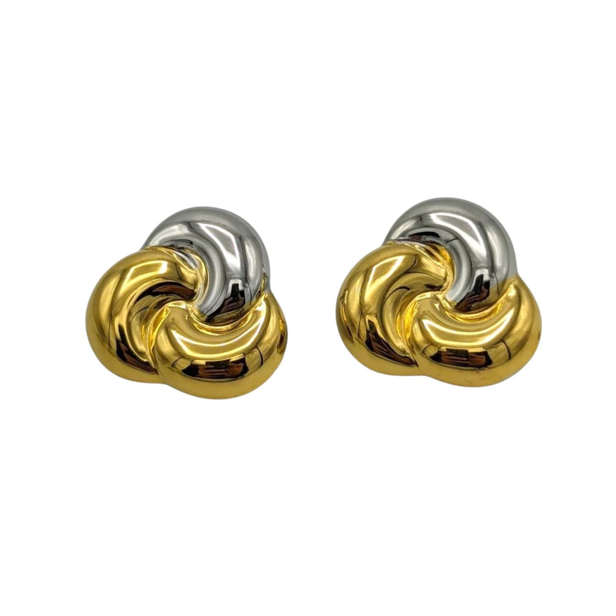Habibi Jewels Orecchini da Donna Nodi Intrecciati Colore Gold e Silver in Acciaio Inossidabile modello Bicolore Anallergico Idea Regalo Compleanno Laurea Festa