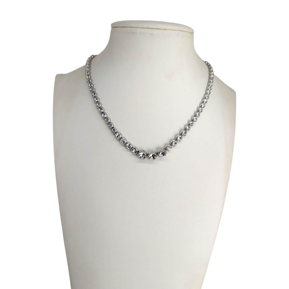 Habibi Jewels Collana da Donna in Acciaio Modello Girocollo Tennis con Cristalli Punti Luce Decrescenti Ideale per Occasioni Speciali Idea Regalo Ragazza Compleanno Festa della Mamma Natale