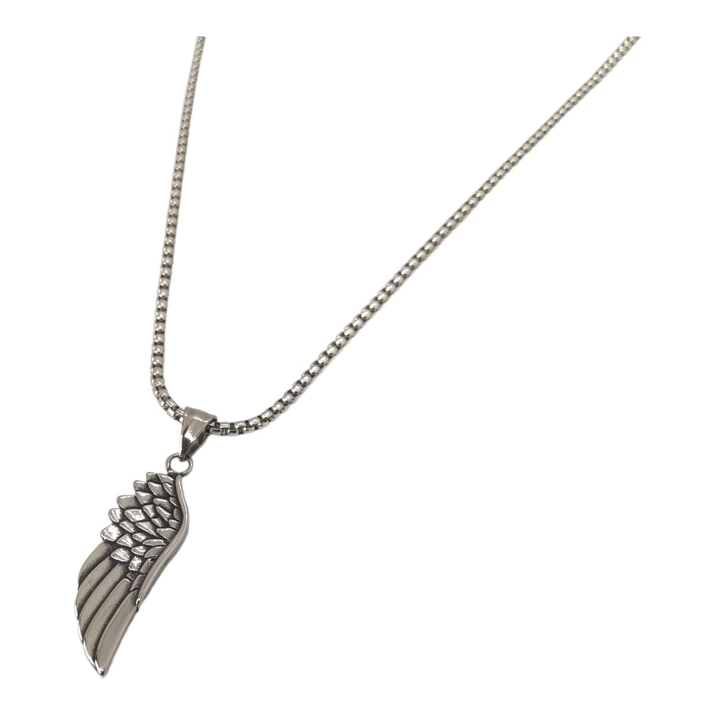 Habibi Jewels Collana Ala Piuma Ali d'Angelo da Uomo in Acciaio con Catena a Maglia Veneziana Chiusura a Moschettone Idea Regalo Festa del Papà Natale Compleanno Laurea