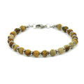 Bracciale da Uomo con Pietre dure naturali Diaspro Picture Paesina 6 mm ed elementi in Acciaio per Uomo Donna Made in Italy artigianale Braccialetto Idea Regalo Compleanno Amore Amicizia Natale