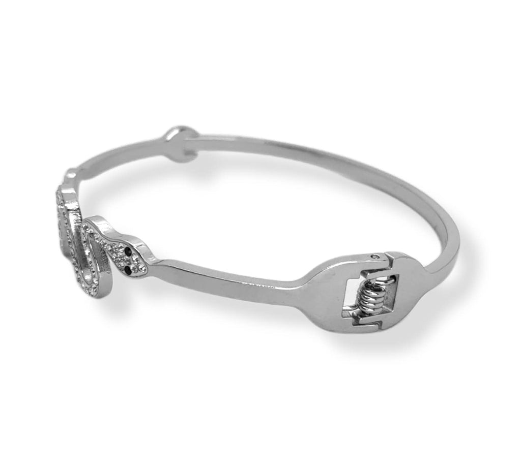 Habibi Jewels Bracciale brillantini Donna Acciaio rigido con serpente zirconi modello a manetta braccialetto ragazza gioiello bijoux
