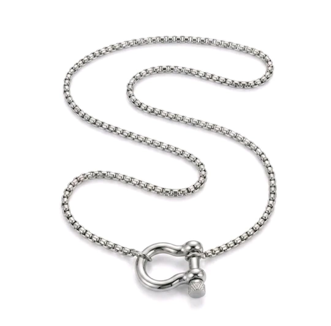Habibi Jewels Collana in Acciaio Silver Argentato Maglia Veneziana con Chiusura a Gancio Grillo con Vite Resistente Idea Regalo