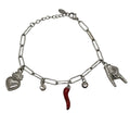 Habibi Jewels Bracciale in Acciaio da Donna con Sacro Cuore Corna Cornetto Portafortuna Braccialetto Scaramantico Chiusura Moschettone Cuore Compleanno Laurea Onomastico Festa della Mamma