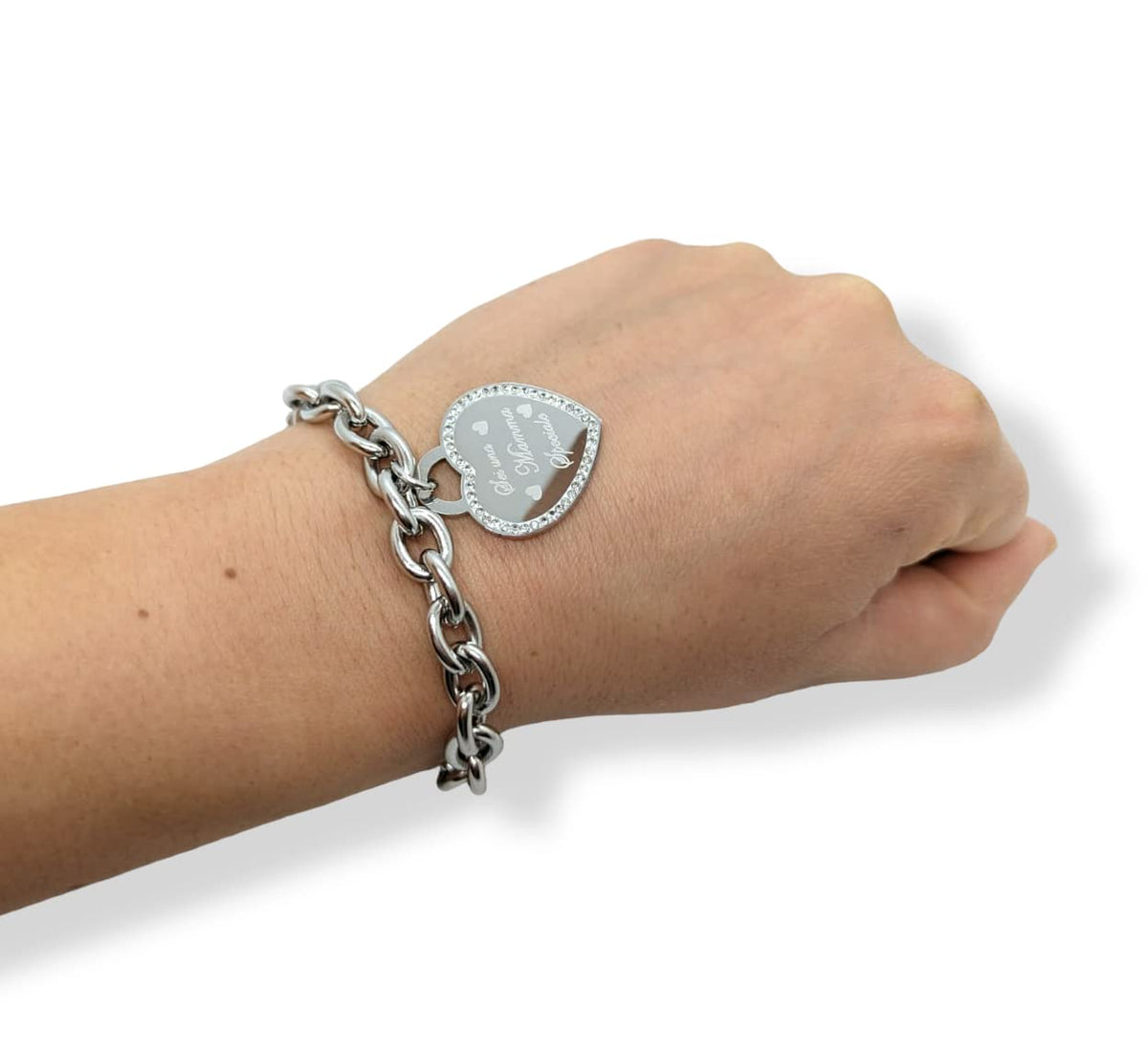 Habibi Jewels Bracciale da donna in Acciaio con Cuore Scritta Frase SEI UNA MAMMA SPECIALE Zirconi Catena a Maglia Larga Braccialetto Compleanno Laurea Onomastico Festa della Mamma Festa della Donna
