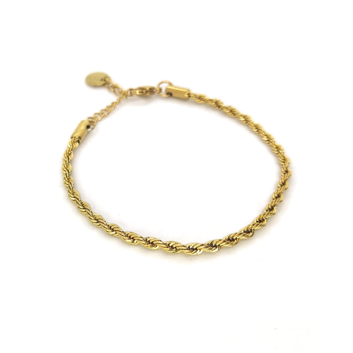 Habibi Jewels Bracciale Uomo Donna Acciaio Modello Catena Corda Intrecciata Color Oro Gold Torcion 2 mm Braccialetto Idea Regalo Festa del Papà Compleanno Laurea