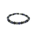 Habibi Jewels Bracciale Elastico con Pietre lapislazzuli, Ematite e Pietra lavica ed Elemento in Argento 925 Prodotto Artigianale Made in Italy Braccialetto