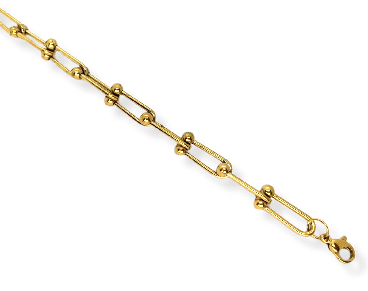 Habibi Jewels Bracciale Catena Uomo in Acciaio Color Oro Giallo Dorato Modello Semirigido Regolabile Bracelet for Man Festa del Papà Natale Laurea Idea Regalo Lucidissimo Compleanno