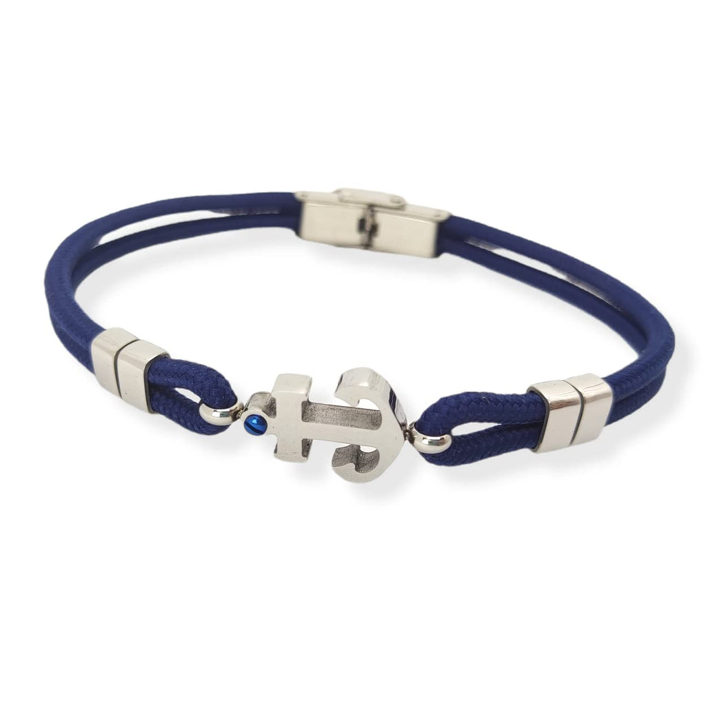 Habibi Jewels Bracciale Ancora Uomo in Acciaio e Blu con Chiusura ad Incastro Braccialetto Idea Regalo Festa del Papà Compleanno Laurea