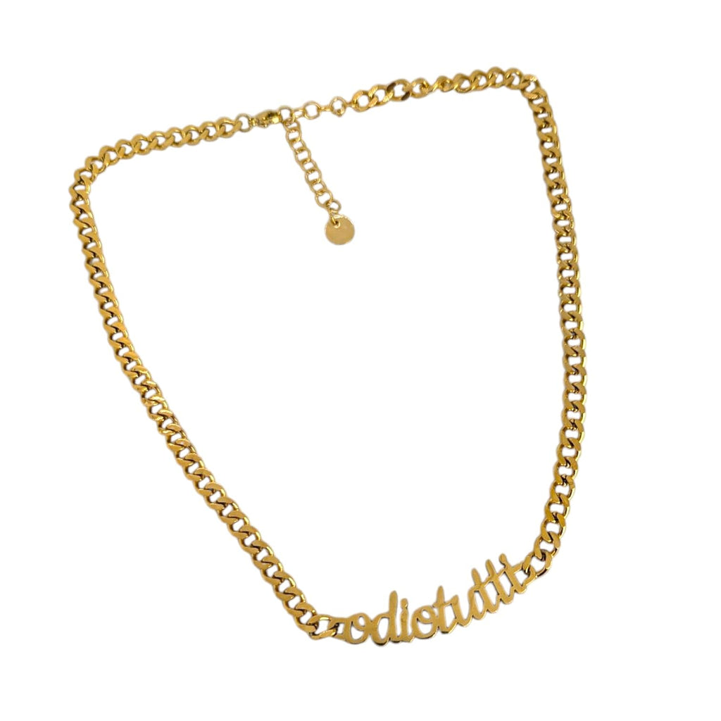 Habibi Jewels Collana in Acciaio da Donna con scritta ODIO TUTTI Gold a Maglia Larga Collanina Idea Regalo Compleanno Laurea Onomastico Festa della Mamma