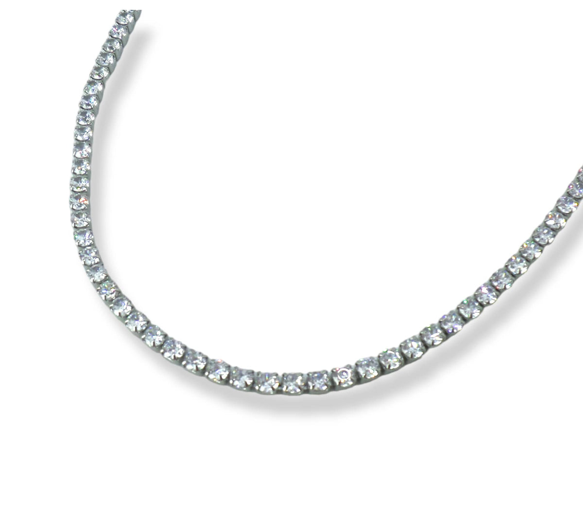 Habibi Jewels Collana Tennis Girocollo da Donna in Acciaio con Strass Bianchi Chiusura a Moschettone Lunghezza Regolabile Compleanno Festa della Mamma Natale Onomastico Festa della Donna