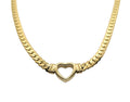 Habibi Jewels Collana a Girocollo da Donna in Acciaio con Cuore Centrale Color Oro Gold Modello Catena Maglia Cubana Idea Regalo Ragazza Compleanno Festa della Mamma Natale