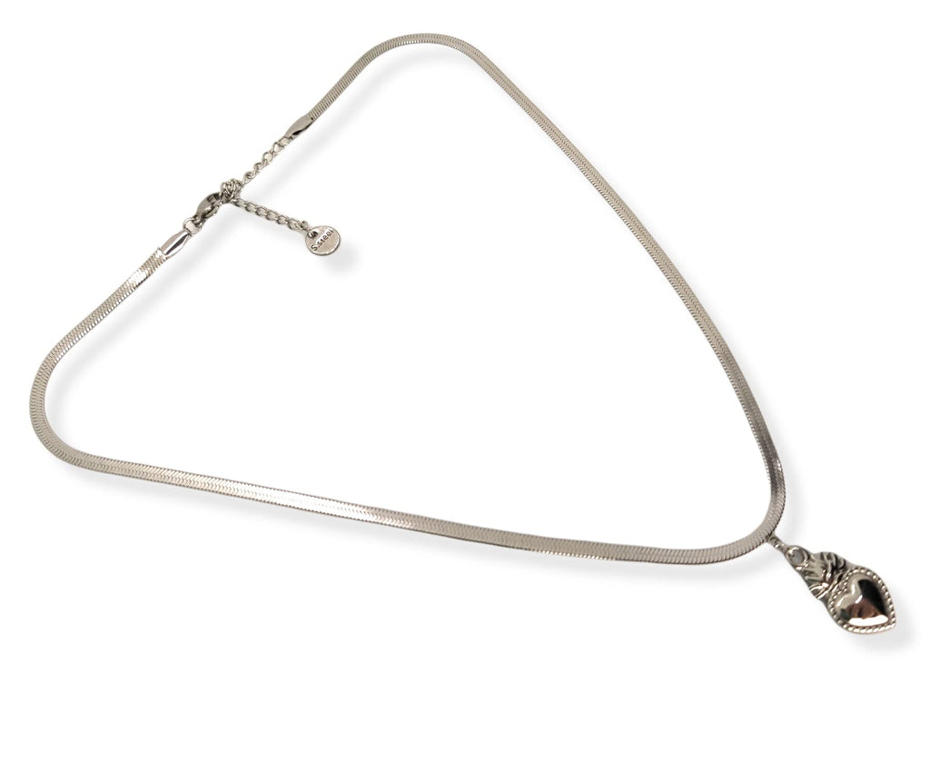 Habibi Jewels Collana da Donna in Acciaio Modello Piatto Snake con Ciondolo Sacro Cuore Ex Voto Idea Regalo Compleanno Festa della Mamma Natale
