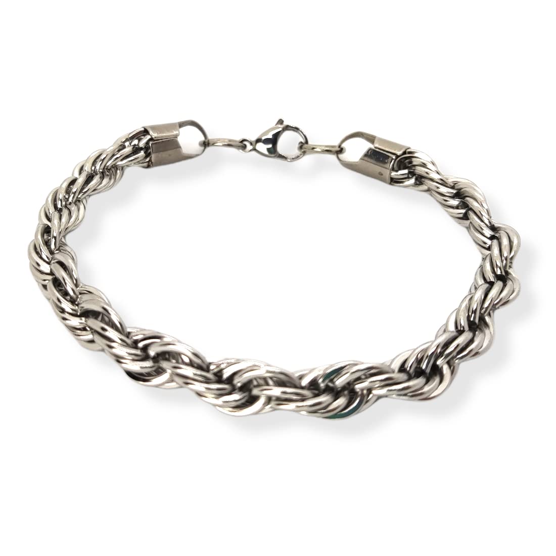 Habibi Jewels Bracciale da Uomo in Acciaio Modello Catena Corda Intrecciata Treccia Torcione Braccialetto Idea Regalo Festa del Papà Compleanno Laurea