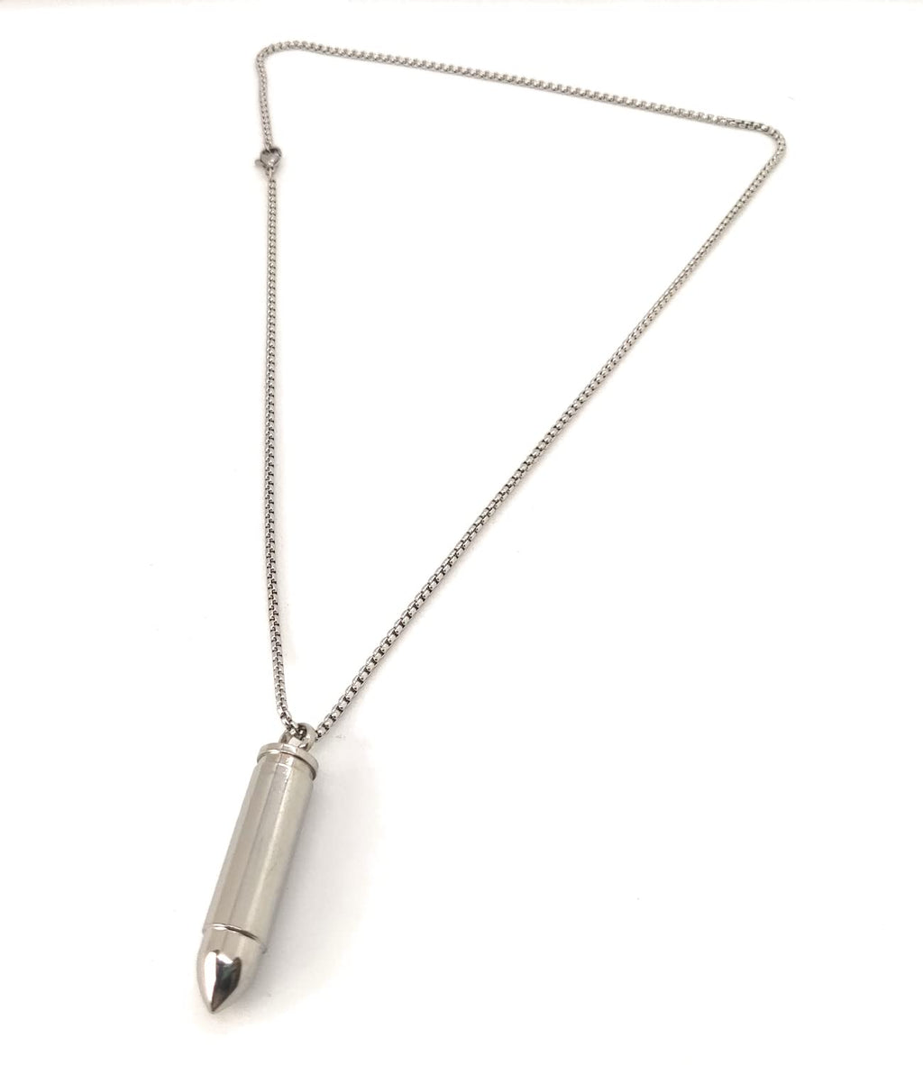 Habibi Jewels Collana in Acciaio con Ciondolo Proiettile Uomo Catena a Maglia Veneziana Chiusura a Moschettone Idea Regalo Festa del Papà Compleanno Laurea