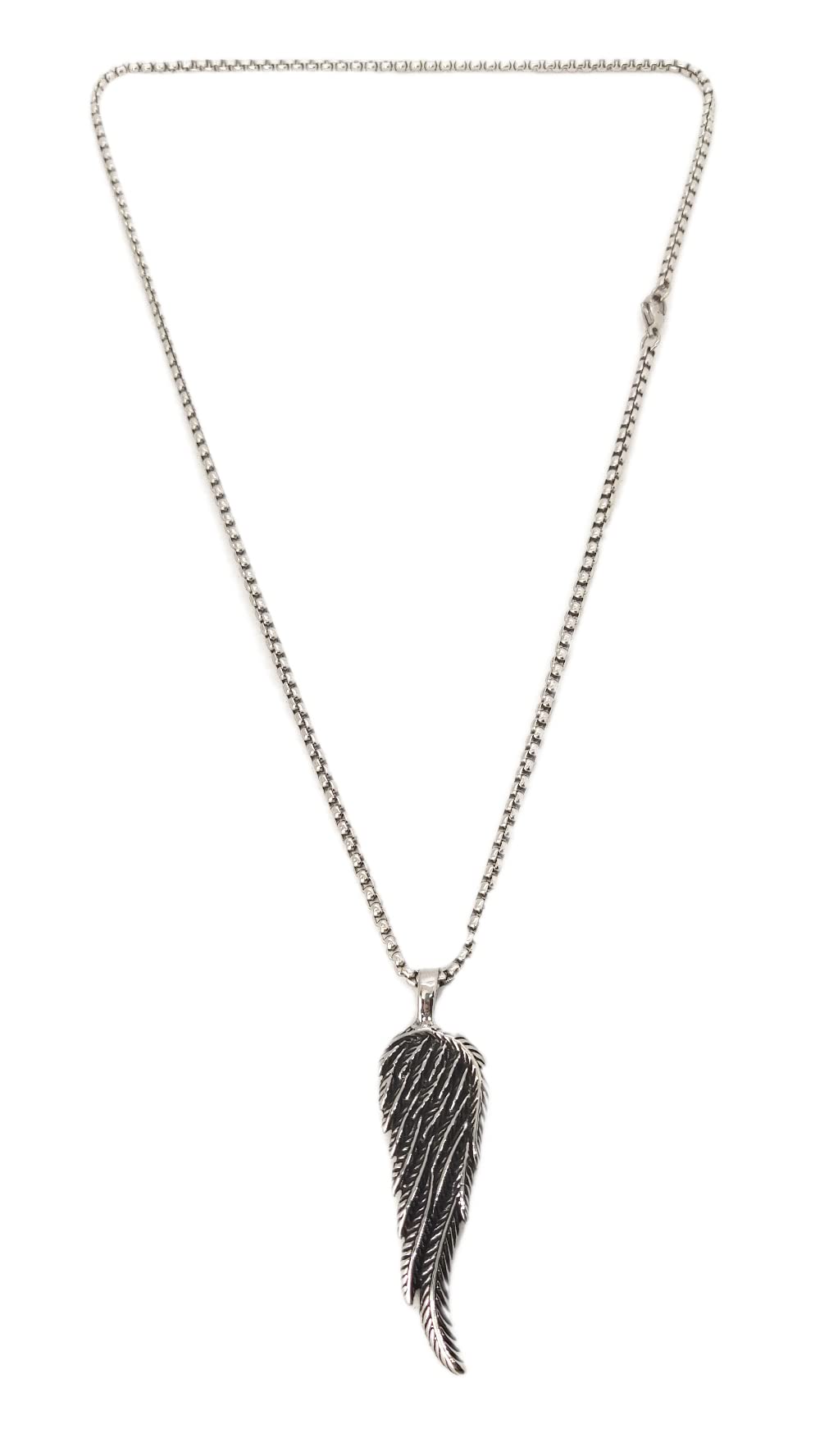 Habibi Jewels Collana Uomo Ala Piuma Ali d'Angelo in Acciaio con Catena a Maglia Veneziana Chiusura a Moschettone Idea Regalo Festa del Papà Natale Compleanno Laurea San Valentino