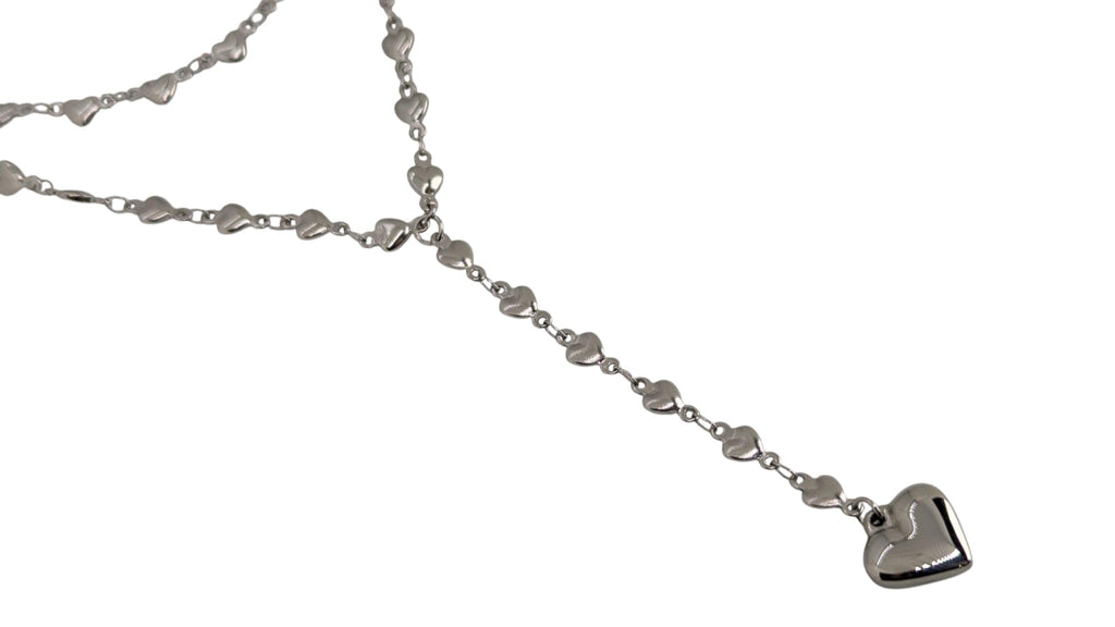 Habibi Jewels Set 2 Collane da Donna in Acciaio Silver con Cuori e pendente a Cuore per Occasioni Speciali Idea Regalo Ragazza Compleanno Festa della Mamma Natale