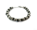 Bracciale Cerchietti Donna in Acciaio con Nodini Intrecciati Acciaio e Nero Chiusura a Moschettone Braccialetto Bracelet for Woman Idea Regalo Festa della Mamma Festa della Donna Compleanno Laurea