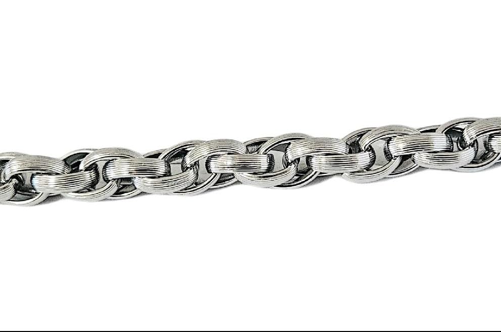 Habibi Jewels Bracciale da Donna in Acciaio Silver Modello Torchon Intrecciato Rigato Idea Regalo Ragazza Compleanno Festa della Mamma Natale
