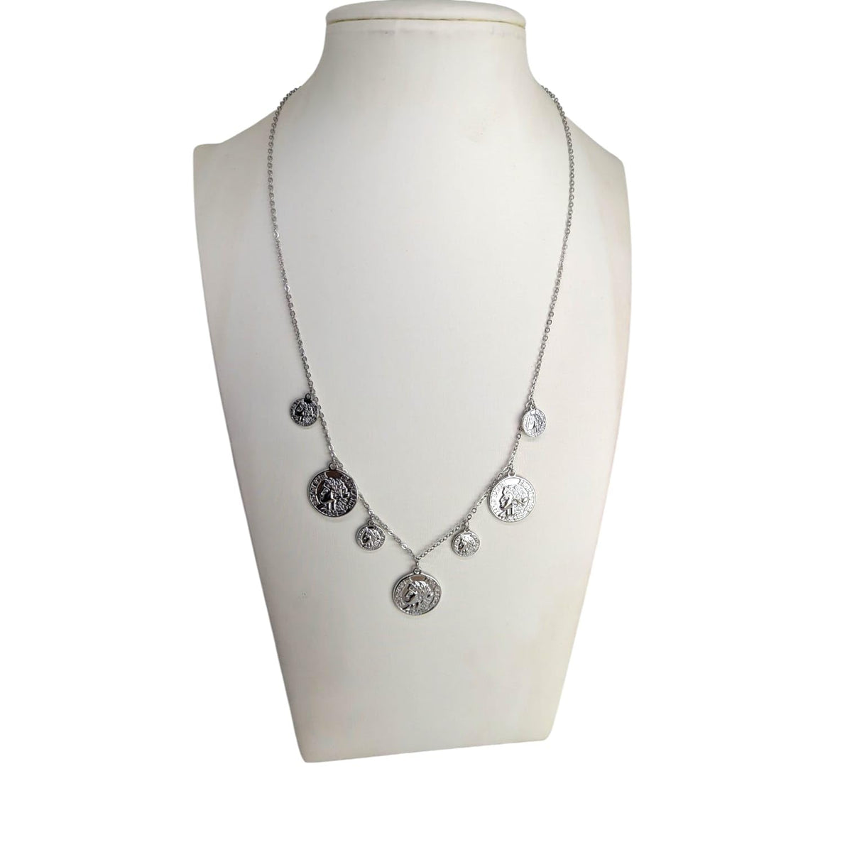 Habibi Jewels Collana da Donna in Acciaio Silver con Monete Portafortuna Ideale per Occasioni Speciali Idea Regalo Ragazza Compleanno Festa della Mamma Natale