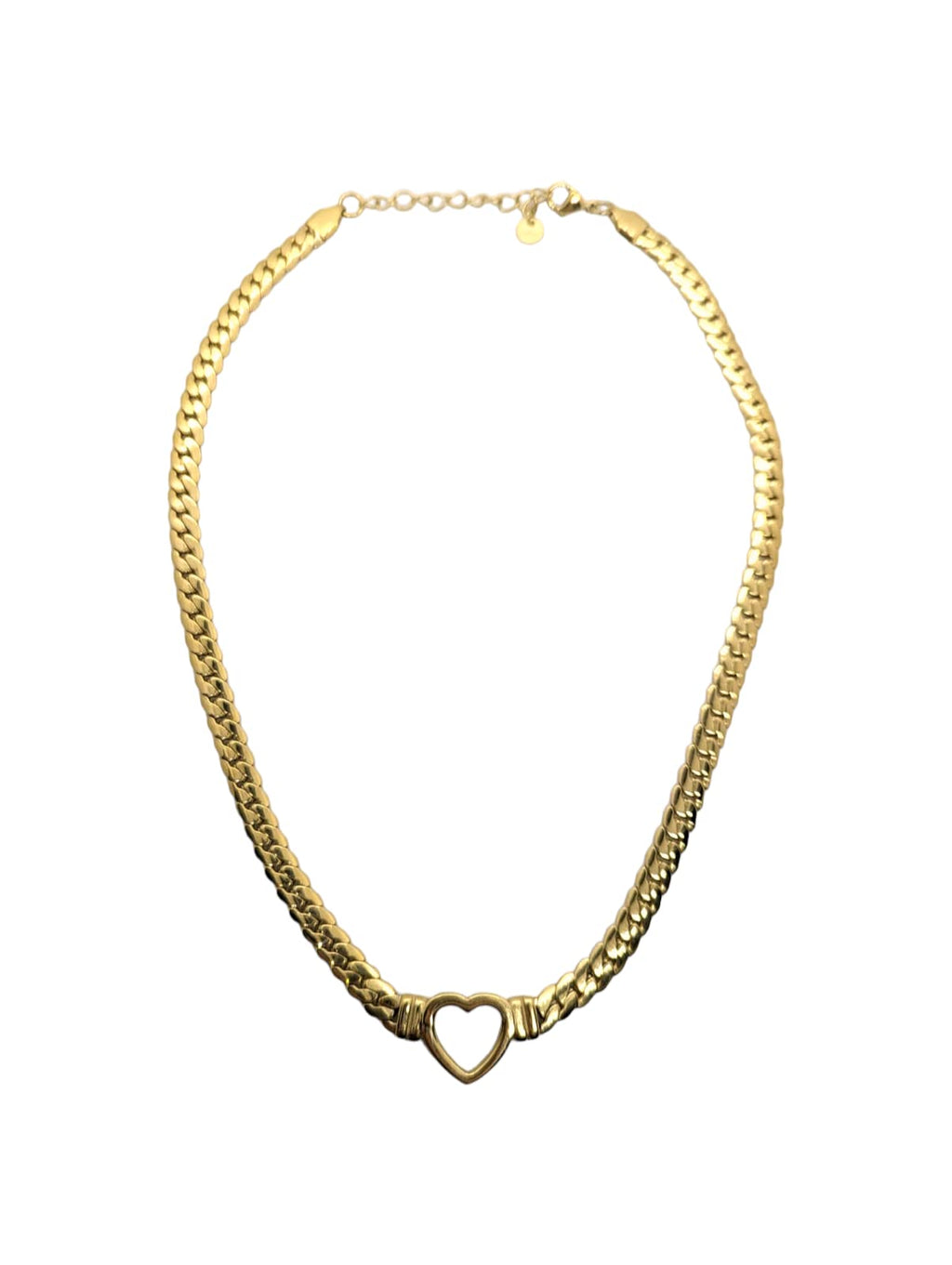 Habibi Jewels Collana a Girocollo da Donna in Acciaio con Cuore Centrale Color Oro Gold Modello Catena Maglia Cubana Idea Regalo Ragazza Compleanno Festa della Mamma Natale