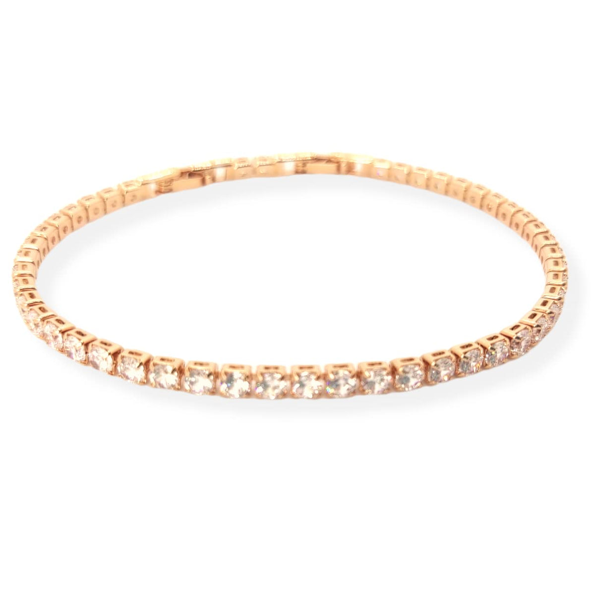 Habibi Jewels Bracciale Tennis Donna in Acciaio Color Oro Rosa Rosé con Strass Bianchi Brillantini Braccialetto Idea Regalo Compleanno Laurea