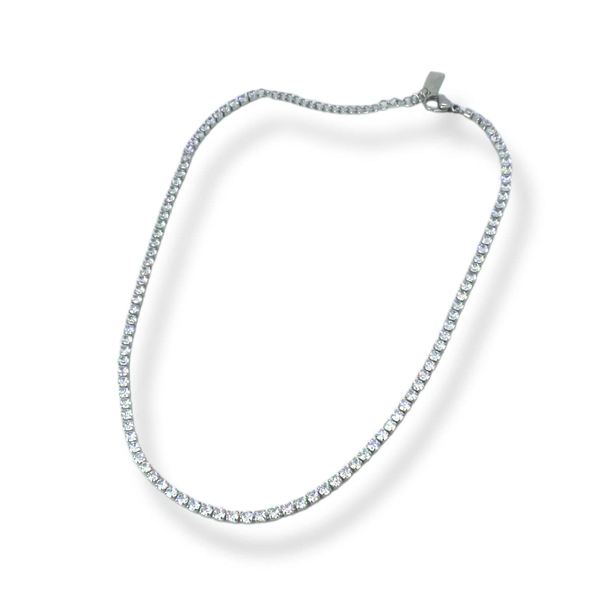 Habibi Jewels Collana Tennis Girocollo da Donna in Acciaio con Strass Bianchi Chiusura a Moschettone Lunghezza Regolabile Compleanno Festa della Mamma Natale Onomastico Festa della Donna