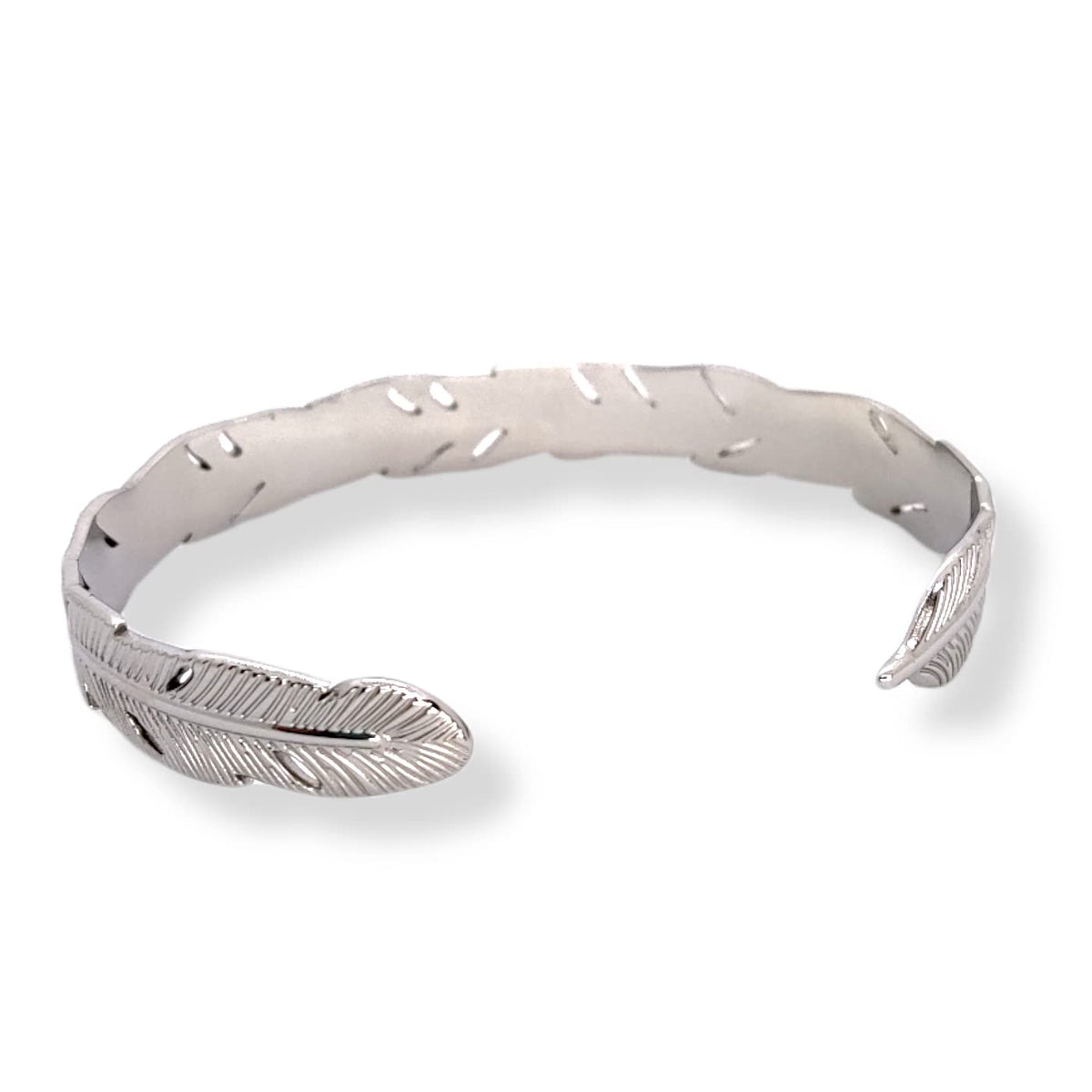 Habibi Jewels Bracciale Fascia Donna Uomo in Acciaio Modello Rigido con Piuma Regolabile Bracelet for Man Regalo Uomo Festa del Papà Compleanno Laurea Natale