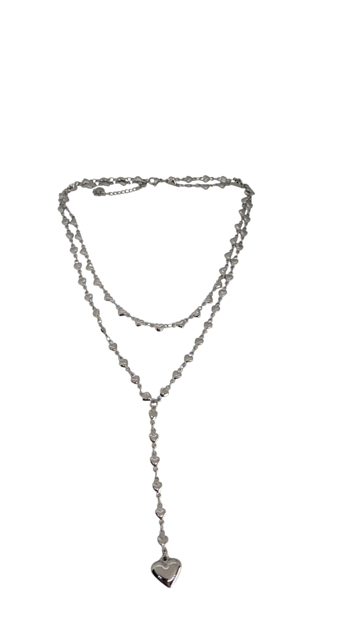 Habibi Jewels Set 2 Collane da Donna in Acciaio Silver con Cuori e pendente a Cuore per Occasioni Speciali Idea Regalo Ragazza Compleanno Festa della Mamma Natale