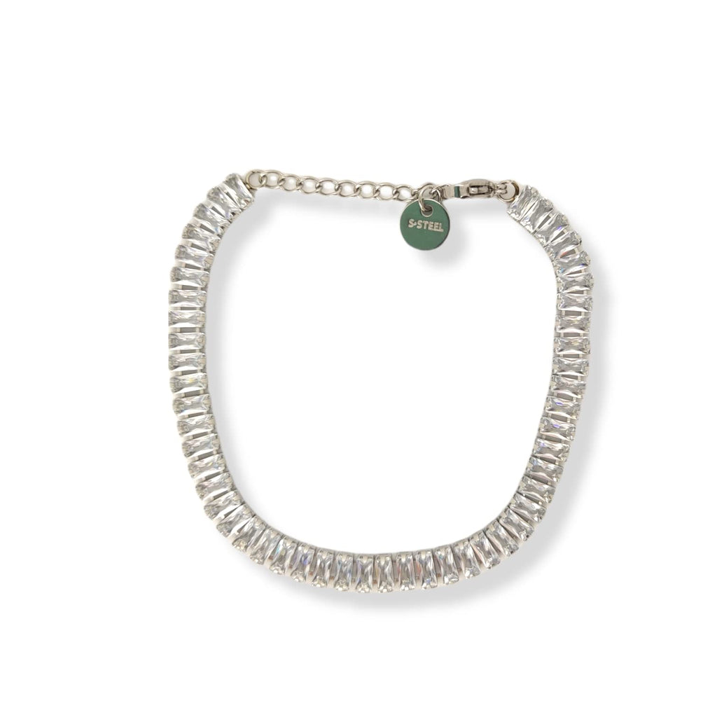 Habibi Jewels Bracciale Tennis donna in acciaio bianco regolabile chiusura a moschettone bracelet for woman Idea Regalo