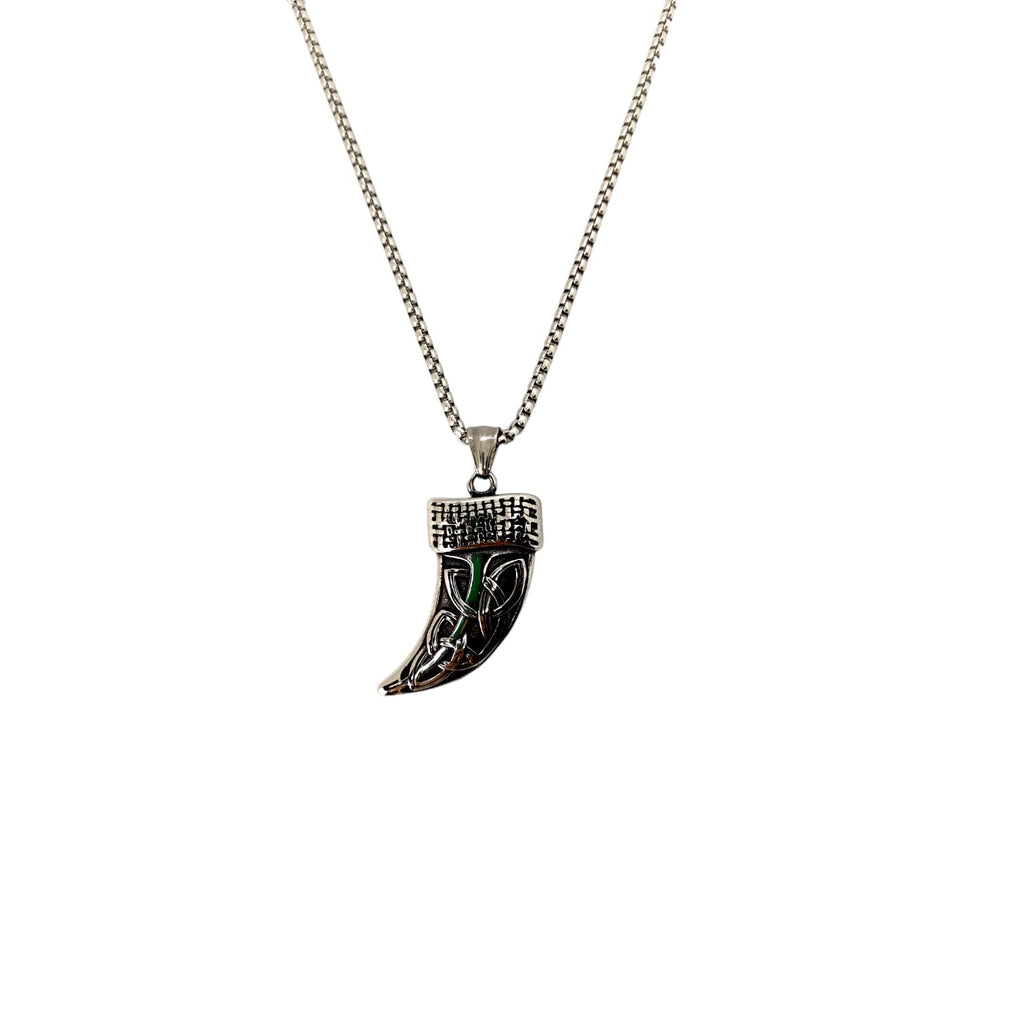 Habibi Jewels Collana Dente di Lupo Celtico da Uomo in Acciaio con Catena a Maglia Veneziana Chiusura a Moschettone Idea Regalo Festa del Papà Natale Compleanno Laurea