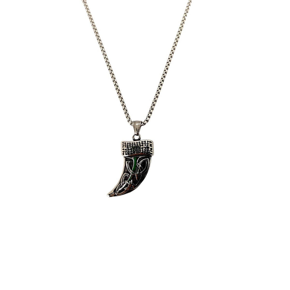 Habibi Jewels Collana Dente di Lupo Celtico da Uomo in Acciaio con Catena a Maglia Veneziana Chiusura a Moschettone Idea Regalo Festa del Papà Natale Compleanno Laurea