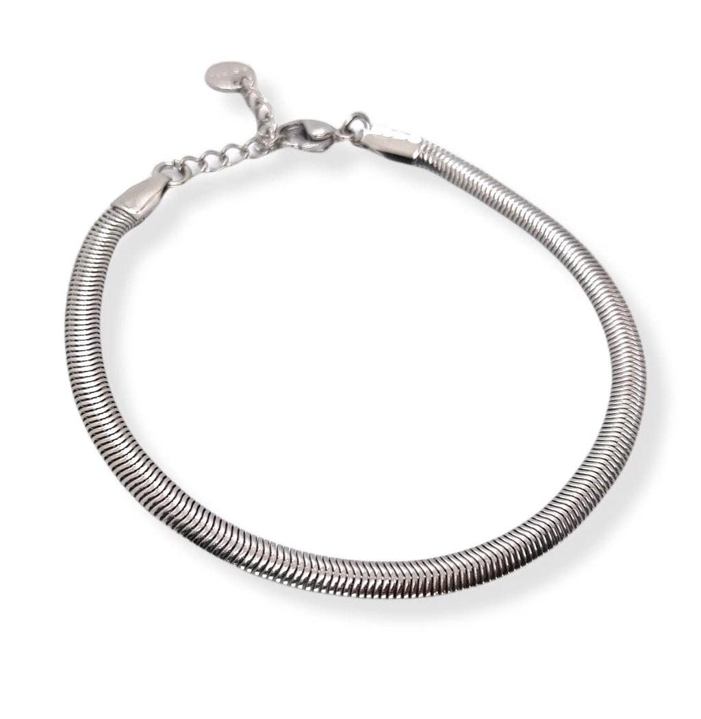 Habibi Jewels Bracciale Piatto Uomo in Acciaio Modello Snake 4 mm Piattina Catena Regolabile Piattina Braccialetto Bracelet for man Idea Regalo Festa del Papà Compleanno Onomastico Natale