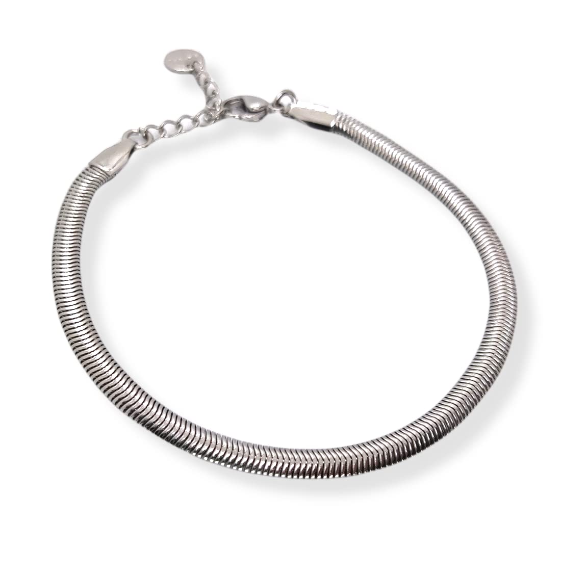 Habibi Jewels Bracciale Piatto Uomo in Acciaio Modello Snake 4 mm Piattina Catena Regolabile Piattina Braccialetto Bracelet for man Idea Regalo Festa del Papà Compleanno Onomastico Natale